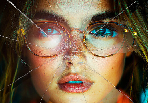 Blue Broken Mirror Image Effect