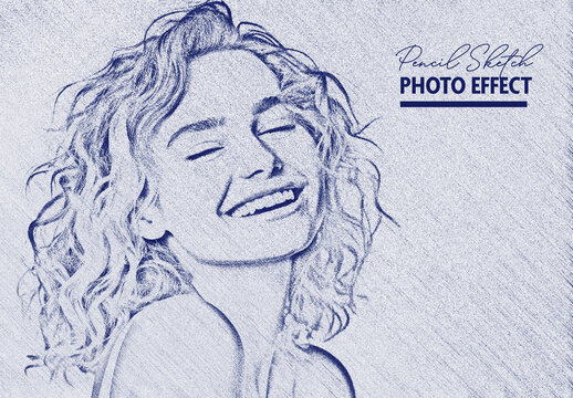 Blue Pencil Sketch Photo Effect