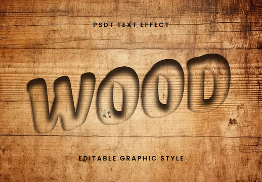 Brown Carved Wood Font Rustic Text Effect