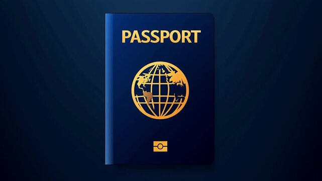 Passport cover travel document identification blue book international visa template global citizenship symbol security border control official ID card concept holiday trip tourism legal migration back