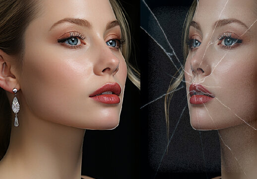 Silver Broken Mirror Image Effect