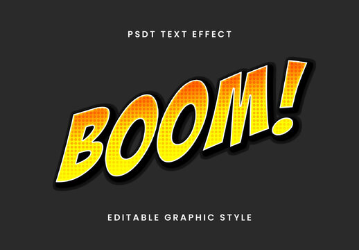 Yellow And Orange Comic Text Effect Halftone Boom Bold Font