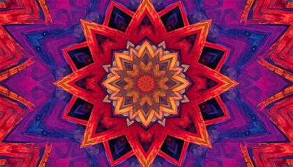 Vibrant Kaleidoscope Starburst Pattern with Psychedelic Colors.