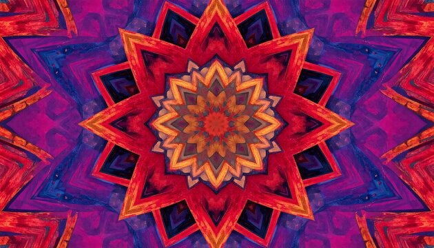 Vibrant Kaleidoscope Starburst Pattern with Psychedelic Colors.