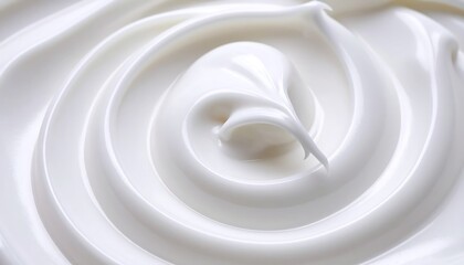 A close-up view of swirls and textures in a smooth, white cosmetic cream.