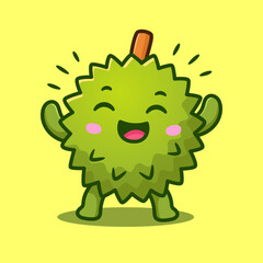 Fototapeta premium cute cartoon durian character. adorable durian character flat design