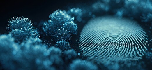 Digital fingerprint surrounded by data clusters