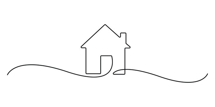 House in one continuous drawing style illustration. Continuous thin line home icon. Vector illustration for the web design, Continuous one line home vector illustration