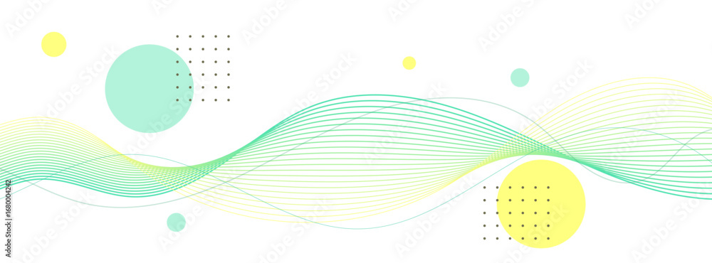 Poster modern minimalist background with a vibrant abstract wave, flowing gradient lines, and soft geometri