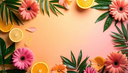 Gradient Summer Background with Warm Orange and Pink Tones, top view 
