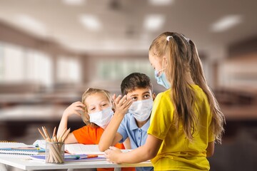 Children reading books sitting for table
