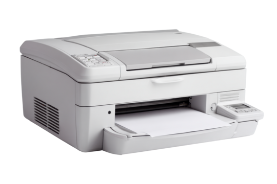 White Multifunction Printer Scanner Copier on Transparent Background