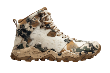 Camouflage Tactical Boot on Transparent Background
