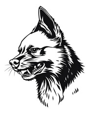 Obraz premium Outline Schipperke snarling. Small yet intense dog in monochrome vector style.