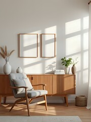 Mid-Century Modern Living Room Interior Design Mockup
