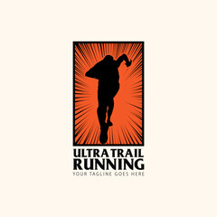 Ultra Trail running logo vector illustration on white background