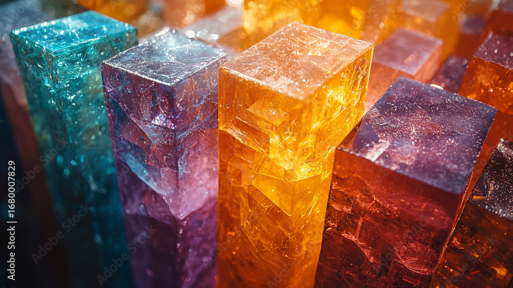 Poster luminous translucent cubes abstract background