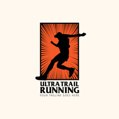 Ultra Trail running logo vector illustration on white background