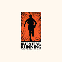 Ultra Trail running logo vector illustration on white background
