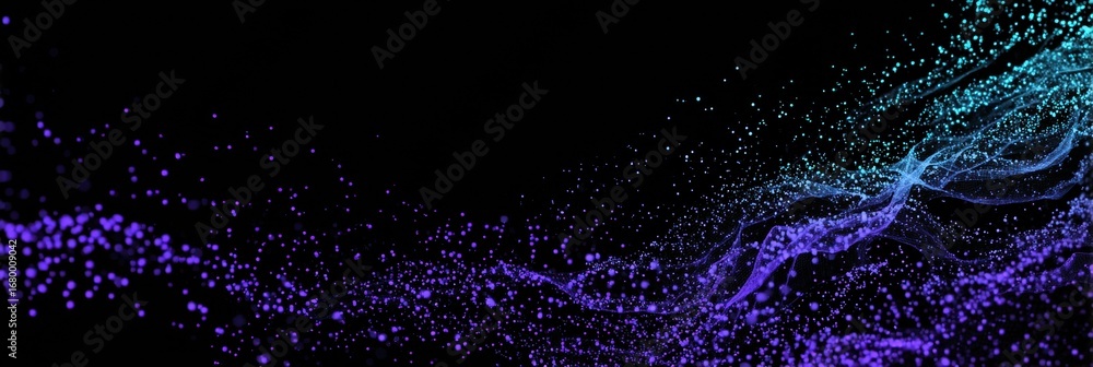 Aufkleber colorful particles create a vibrant abstract display in a dark background with flowing motion during