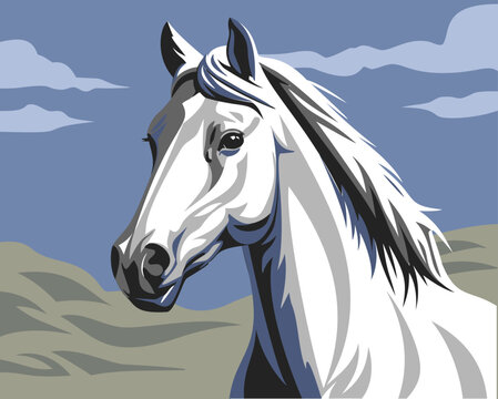 Vector horse located in a desert landscape