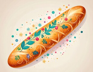 Ornate loaf of bread with floral design