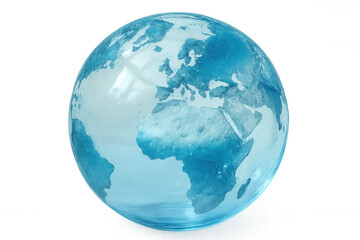 Fototapeta premium Glass globe showing europe and africa continents, transparent background, ideal for ecology and environmental conservation projects