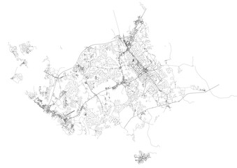 Vector city highway map of Concord with major roads and streets
