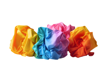 Colorful Crumpled Paper Balls on Transparent Background