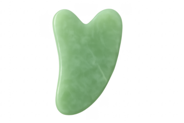 Gua sha jade stone for face massage stimulating blood circulation promoting lymphatic drainage on transparent background