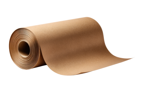Kraft Paper Roll on Transparent Background for Packaging