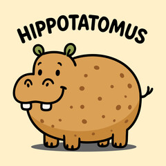 Funny Cartoon Illustration of a Potato Shaped Like a Hippopotamus – Hippotatomus