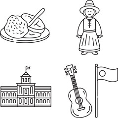 Fototapeta premium Local Culture and Community Pride Icon Pack Hand-Drawn Outline Vector Collection