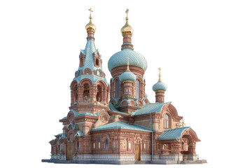 Obraz premium Ornate Orthodox Parish Church on Transparent Background