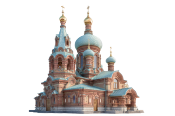 Ornate Orthodox Parish Church on Transparent Background
