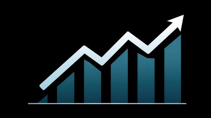 A modern, stylized upward graph representing growth and progress against a black background.
