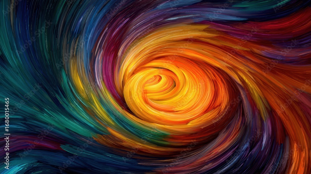 Aufkleber a vibrant, swirling abstract design featuring a blend of fiery oranges and deep blues, creating a me