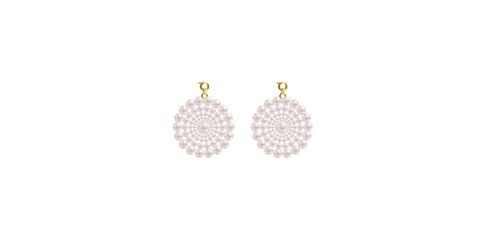 Elegant White Pearl Earrings Vector Illustration.	