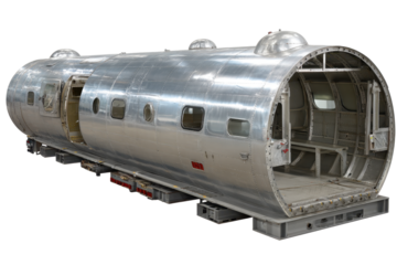 Aircraft Fuselage Section on Transparent Background