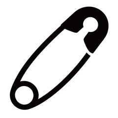 black and white silhouette of a safety pin vector on a white background