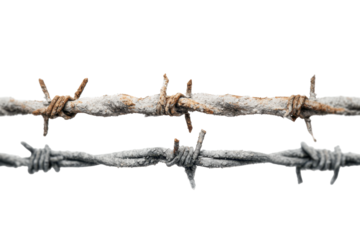 Rusty Barbed Wire Strands on Transparent Background