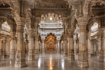 Obraz premium Ornate Temple Hall Interior In India
