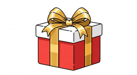 Festive Red Gift Box with Golden Ribbon and Bow Celebrating Holidays and Special Occasions