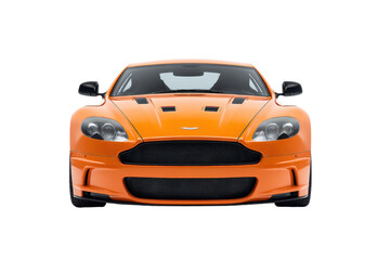 Naklejka premium Orange Performance Sports Car Front View on Transparent Background