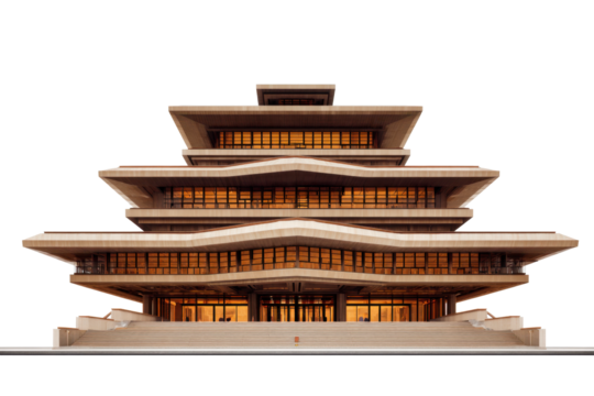 Modern Tiered Performing Arts Building on Transparent Background