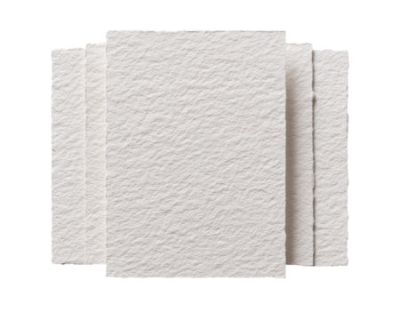 Three stacked sheets of textured off-white paper