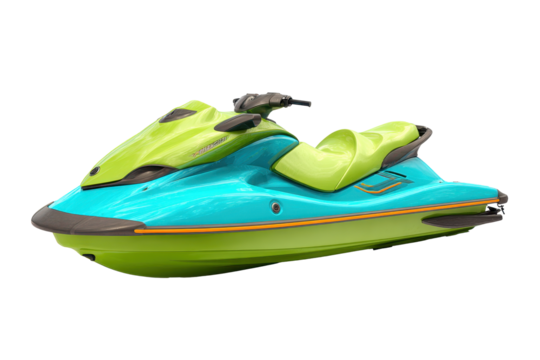 Bright Single Personal Watercraft on Transparent Background