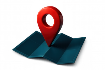 Location pin marking precise map destination, 3d rendering with transparent background highlighting travel navigation concept