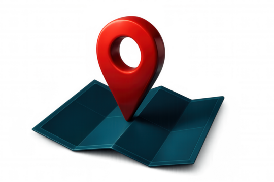 Location pin marking precise map destination, 3d rendering with transparent background highlighting travel navigation concept