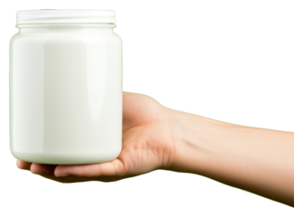 PNG Jar mockup holding green hand.